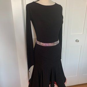 Beautiful Black Long Sleeve Latin Dress Size S/M